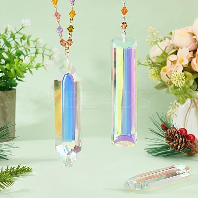 4pcs 2 styles Faceted Transparent Glass Big Pendants GLAA-PH0003-24-1