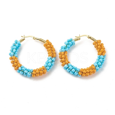 Porcelain Beads Braided Big Hoop Earrings for Women sgX1-EJEW-C003-01D-RS-1