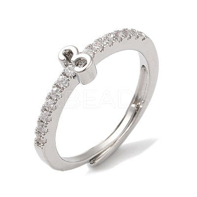 Rack Plating Brass Clear Cubic Zirconia Number 3 Adjustable Rings for Women RJEW-S407-09P-03-1