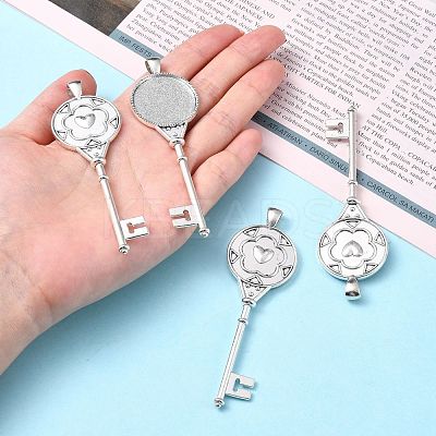 Tibetan Style Alloy Key Pendant Cabochon Bezel Settings PALLOY-J494-51AS-1