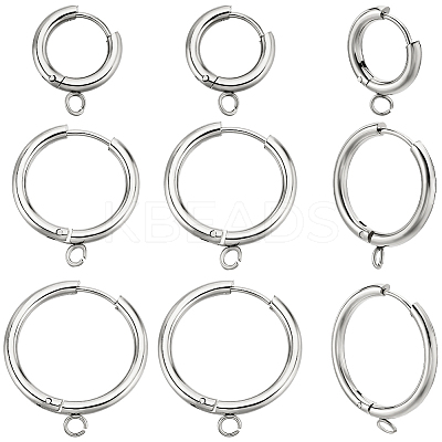 12Pcs 3 Style 201 Stainless Steel Huggie Hoop Earring Findings STAS-BBC0004-91P-1