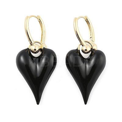 Brass Enamel Hoop Earrings for Women EJEW-U055-26G-01-1