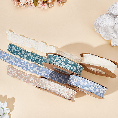 Flower Polyester Ribbons SRIB-WH20020-053A-01-1