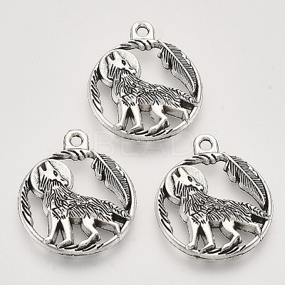 Tibetan Style Alloy Howling Wolf Pendants LS-X-TIBEP-T009-07AS-RS-1