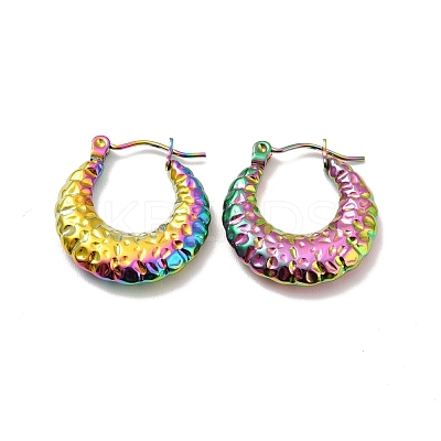 Ion Plating(IP) 304 Stainless Steel Crescent Moon Hoop Earrings EJEW-P202-07MC-1