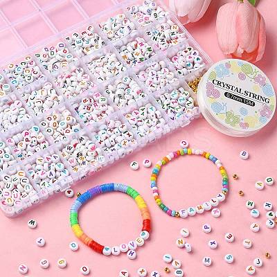 DIY Letter & Heart Acrylic & Plastic Stretch Bracelet Beaded Necklace Making Kit DIY-YW0008-41-1
