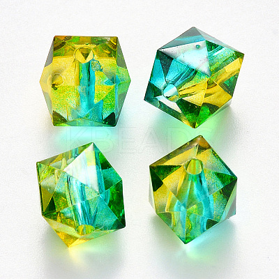 Two Tone Transparent Spray Painted Acrylic Beads X-ACRP-T005-26P-1