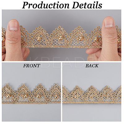 5 Yards Polyester & ABS Plastic Imitation Pearl Lace Ribbon OCOR-GF0004-92A-1