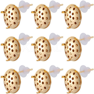 Brass Studs Earring Findings KK-BBC0019-01G-01-1