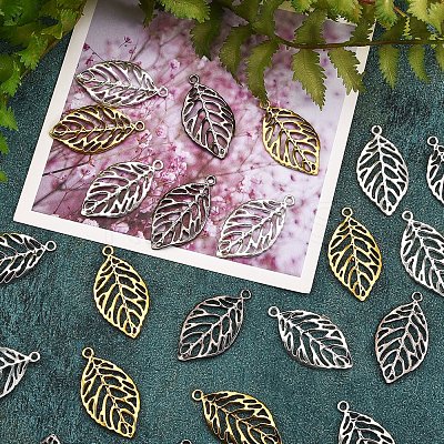 40Pcs 4 Colors Alloy Pendants PALLOY-SZ0001-28-1