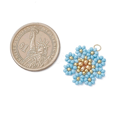 Glass Seed Beaded Flower Pendants PALLOY-MZ01181-04-1