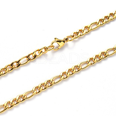 PVD Vacuum Plating 304 Stainless Steel Figaro Chain Necklaces NJEW-S420-003B-G-1