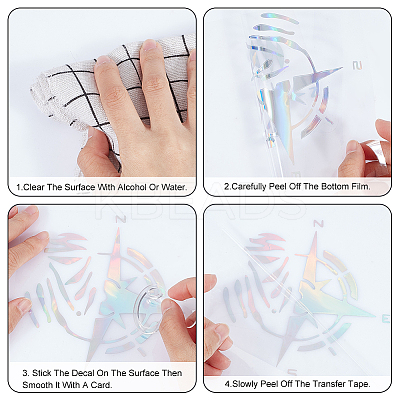 8 Sheets 4 Colors PET Compass Self Adhesive Car Stickers STIC-GA0001-16-1
