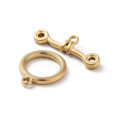 Ion Plating(IP) 304 Stainless Steel Ring Toggle Clasps STAS-A092-09C-G-1