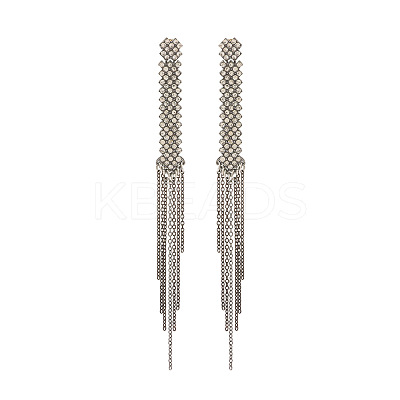 Cross Alloy Rhinestone Chain Tassel Stud Earrings WGF2F09-02-1