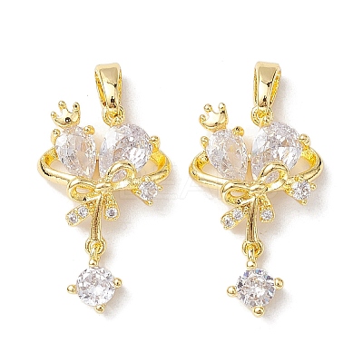 Brass Micro Pave Clear Cubic Zirconia Pendants KK-K360-10G-1