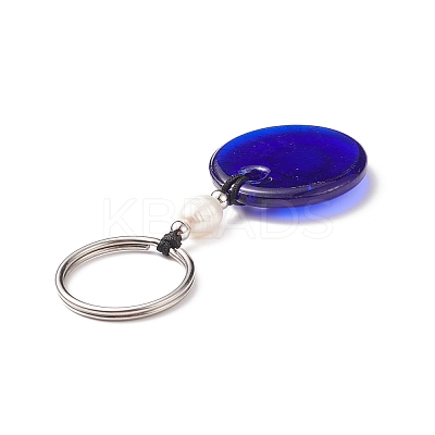 Handmade Lampwork Blue Evil Eye Keychain Key Ring KEYC-JKC00385-02-1