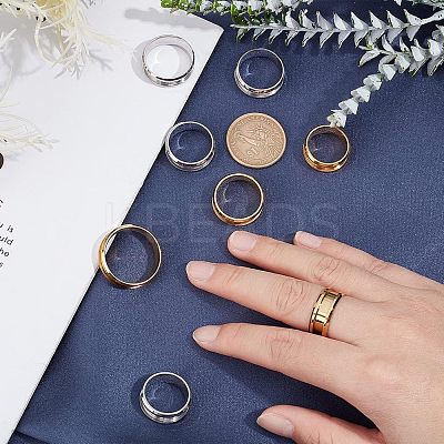 8Pcs 8 Style 201 Stainless Steel Grooved Finger Ring Settings MAK-UN0001-37-1