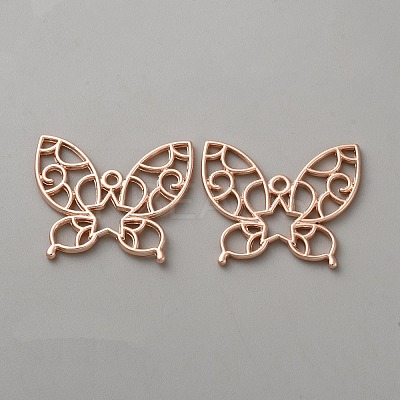 Butterfly Zinc Alloy Open Back Bezel Pendants FIND-WH0016-61E-RG-1