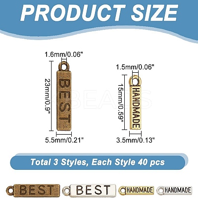 160Pcs 4 Styles Tibetan Style Alloy Pendants TIBEP-AR0001-15-1