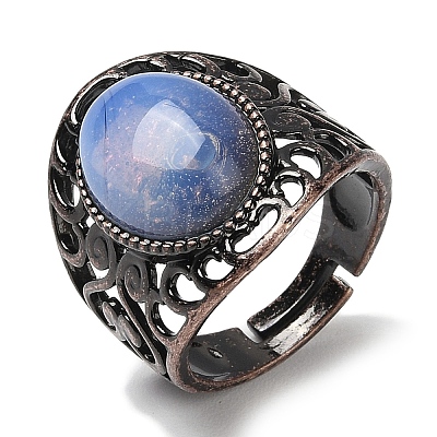 Opalite Oval Adjustable Rings RJEW-K271-06R-19-1