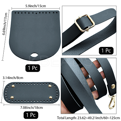 1 Bag Handmade PU Leather Crochet Shoulder Bag Accessories Kits DIY-CL0001-04A-1