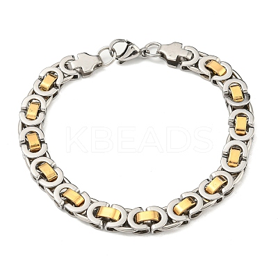 Ion Plating(IP) Two Tone 201 Stainless Steel Byzantine Chain Bracelet BJEW-B078-47B-1
