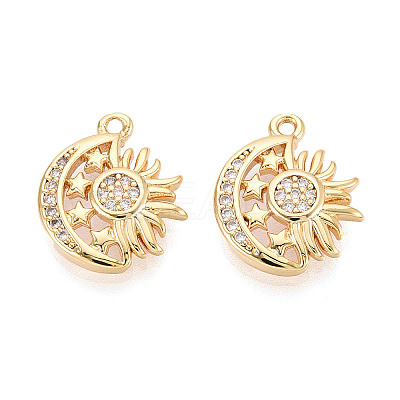 Brass Pave Clear Cubic Zirconia Pendants KK-T074-98G-1