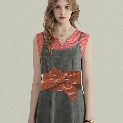 Bowknot PU Leather Wrap Around Waist Bands AJEW-WH20033-042K-1