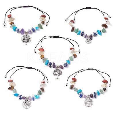 Bulk-buy Natural Stone Beads Braided Chakra Bracelet Adjustable