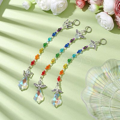 Angel Alloy & Glass Pendant Decoraton HJEW-JM02031-1