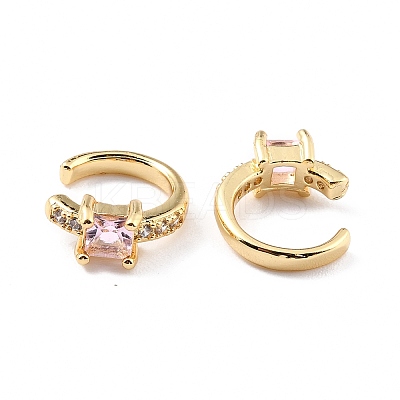 Brass Micro Pave Cubic Zirconia Cuff Earrings X-EJEW-K086-02G-07-1