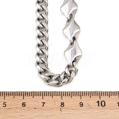 304 Stainless Steel Cuban Link Chain Rhombus Link Chain Necklaces for Men Women NJEW-G186-01P-02-1