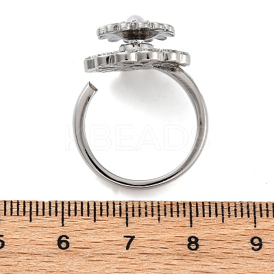Dasiy Rotatable Open Cuff Rings for Women RJEW-C118-06P-1