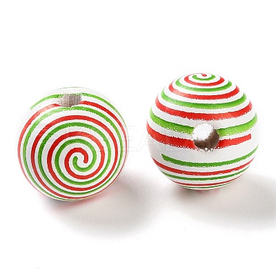 Printed Wood European Beads WOOD-Z002-03C-1