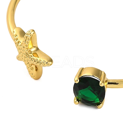 Starfish Rack Plating Brass Cuff Bracelets for Women BJEW-M040-04G-1