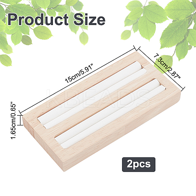2-Slot Wooden Ring Display Stands ODIS-WH0025-88-1