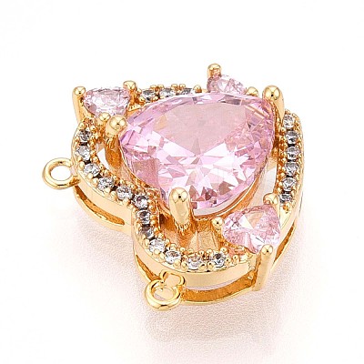 Brass Micro Pave Cubic Zirconia Charms KK-N261-05G-1