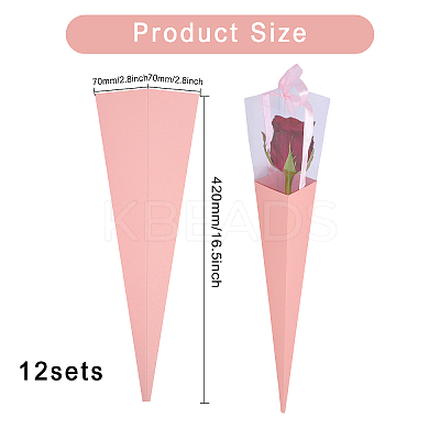 Cone Iridescent Paper Single Rose Packaging Gift Boxes CON-WH0085-50B-1