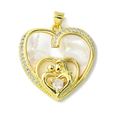 Mother's Day Brass Micro Pave Clear Cubic Zirconia Pendants KK-H472-13G-02-1