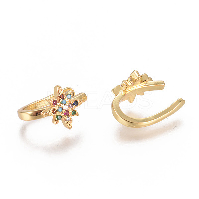 Golden Plated Brass Micro Pave Cubic Zirconia Cuff Earrings EJEW-L244-25G-1