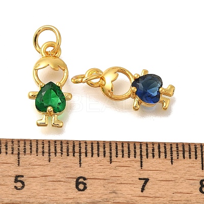 Rack Plating Brass Micro Pave Cubic Zirconia Charms KK-I716-23G-1