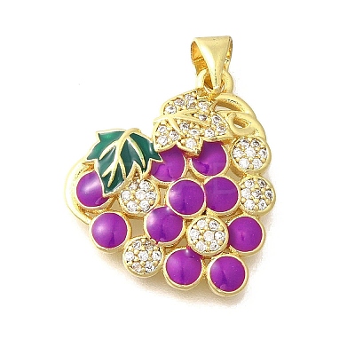 Brass Micro Pave Clear Cubic Zirconia Enamel Pendants KK-M297-29G-1