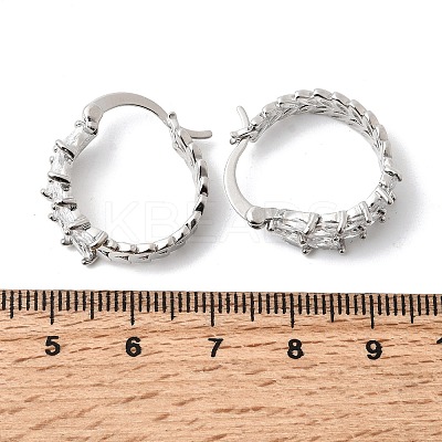 Leaf Brass Micro Pave Cubic Zirconia Hoop Earrings EJEW-P333-03P-1