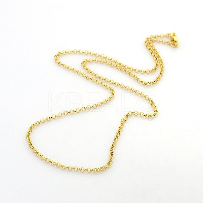 Unisex Casual Style 304 Stainless Steel Cross Rolo Chain Necklaces STAS-O037-13G-1