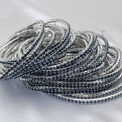 Brass Rhinestone Tennis Bracelets WG6EB7A-14-1
