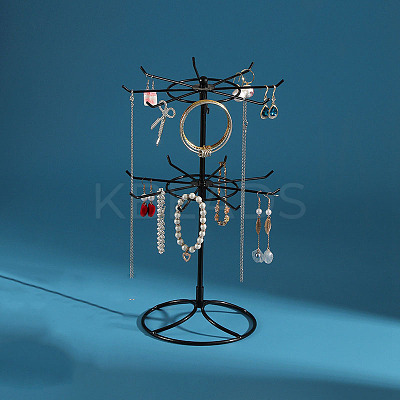 2-Tier Rotatable Iron Jewelry Display Organizer Holder for Necklaces PW-WGF40E6-01-1