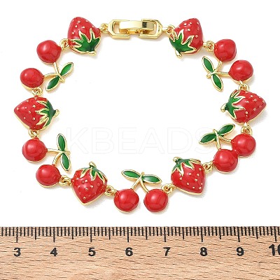 Brass & Enamel Link Chain Bracelets for Women BJEW-A171-02G-1