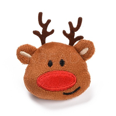 Christmas Deer Cotton & Non-Woven & Velvet Fabric Brooch JEWB-A003-13-1