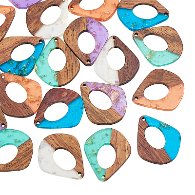Transparent Resin & Walnut Wood Pendants RESI-CJ0001-74-1
